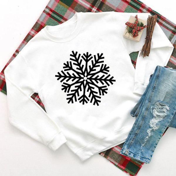 

women's hoodies & sweatshirts snowflake 100% cotton sweatshirt fashion women merry christmas winter long sleeve graphic year holiday pu, Black