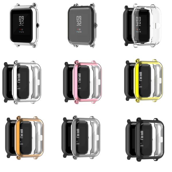 Per Huami Amazfit GTS 2 POP Custodia morbida in TPU con placcatura Super Slim Protezione completa Smart Watch Proteggi telaio paraurti in silicone