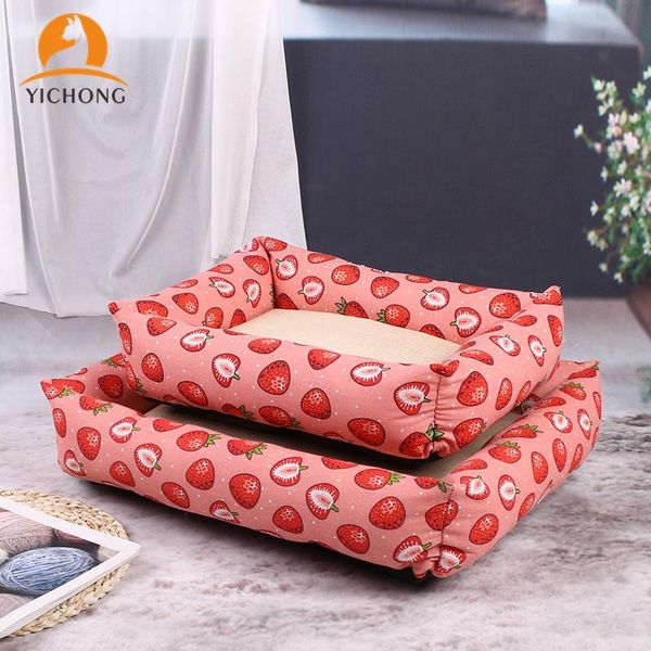 

kennels & pens yichong luxury pet bed summer ice silk dog nest small dog's puppy mat cool feeling cat's colorful pad yc158