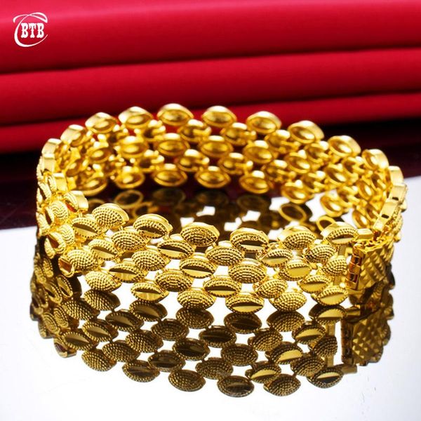 

link, chain golden oval pitted surface fashion men's bracelet middle east wedding luxury jewelry accessories gift wholesale, Black
