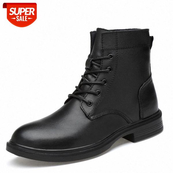 

autumn winter genuine leather ankle boots men shoes with fur warm vintage male casual motorcycle boot plus size 50 #o26v
