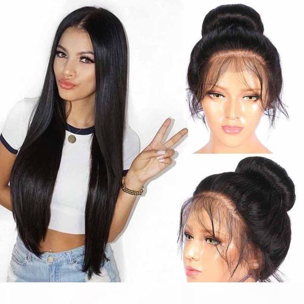 

brazilian straight virgin hair lace front wigs with baby hair brazilian human hair lace front wigs for black women, Black;brown