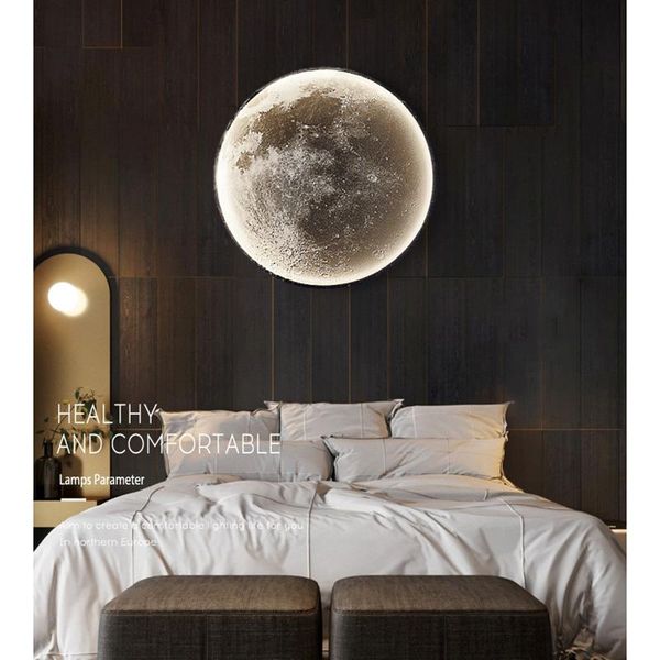 

wall lamp nordic minimalist round led light modern bed room study home living moon background lighting decoration