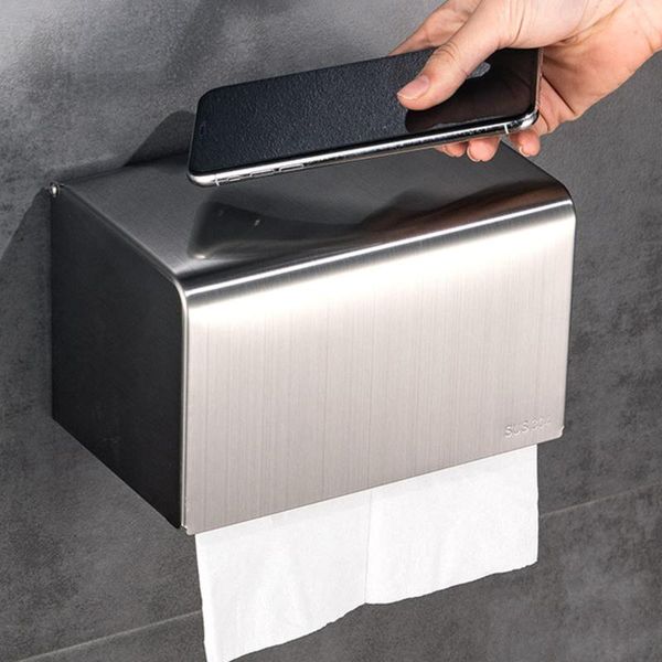 

tissue boxes & napkins toilet paper roll holder wall-sticking towels box stainless container for bath wc