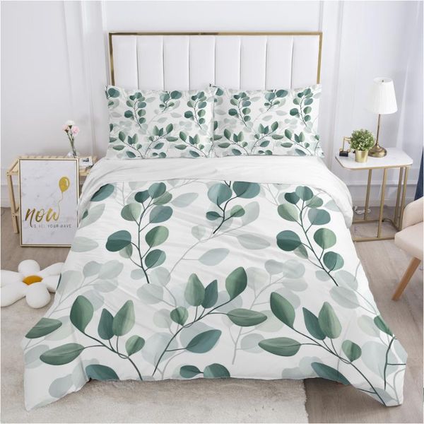 

bedding sets nordic green leafy plants luxury set king size  quilt cover pillowcase sheet 240x220
