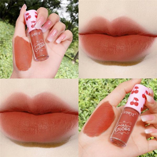 

lip gloss 8 color fruit velvet matte non-stick waterproof lasting tint not easy to fade lipstick cute peach liquid