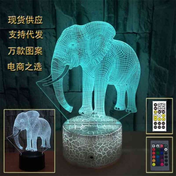 

new elephant night colorful touch led visual gift atmosphere 3d desk lamp