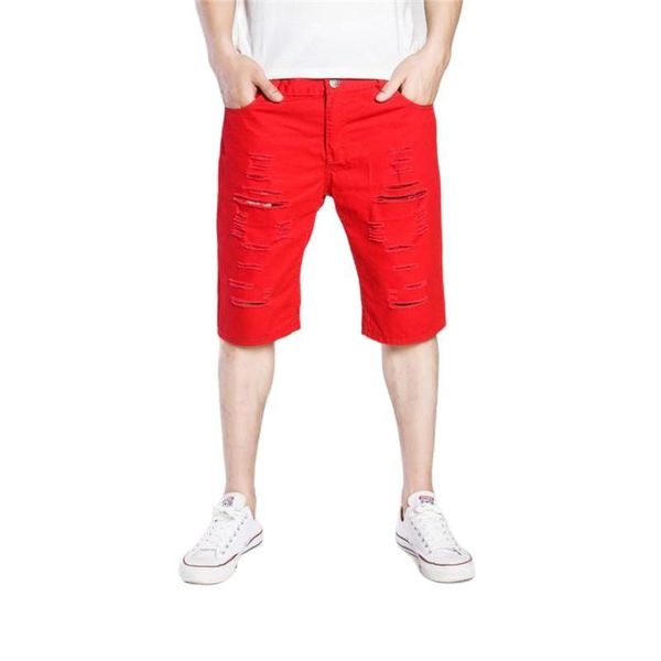 

men's jeans the summer denim shorts european and american thigh holes are worn out washed fashion casual pants overalls, Blue