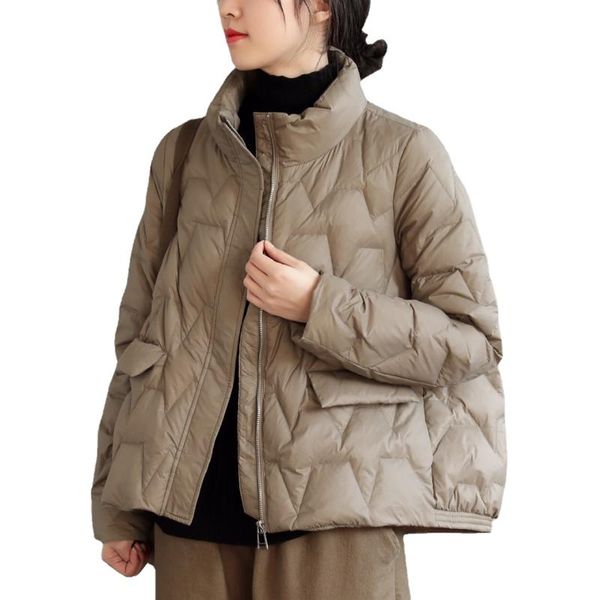 

women's down & parkas 2021 winter short duck jacket fashion casual zipper loose with pocket women, Black