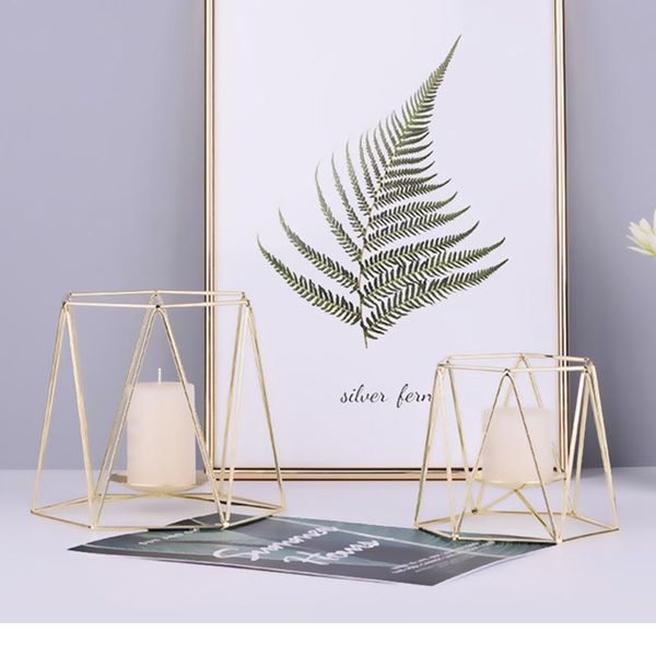 

nordic style wrought iron geometric candle holders home decorate metal crafts candlestick candelabros de velas hol qylhdb