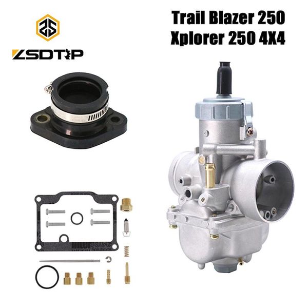 

zsdtrp new carburetor for polaris trail blazer 250 xplorer 250 1990-2006 4 stroke carb with adapter repair kit