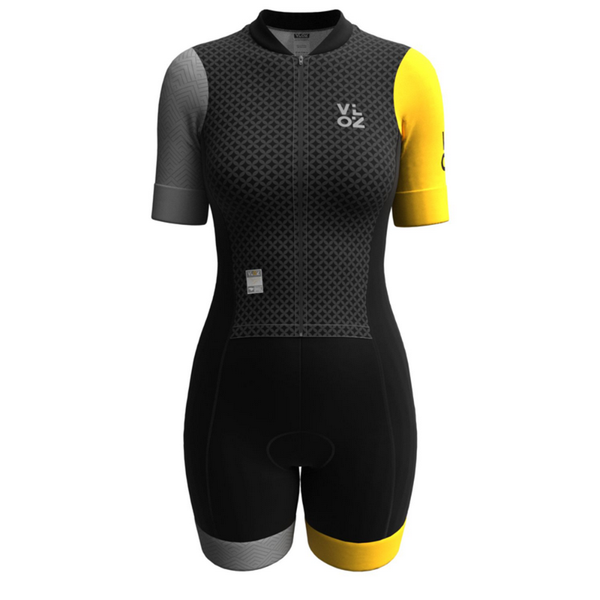 

racing sets vloz sports women summer cycling skinsuit outdoor triathlon jumpsuit 9d gel pad ciclismo short sleeve bike clothing suit, Black;blue