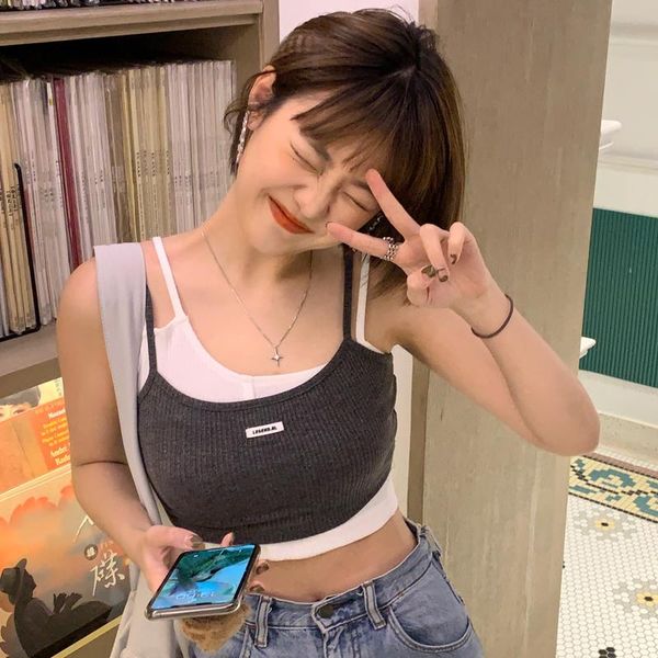 

women's tanks & camis retro letter print chic sling, White