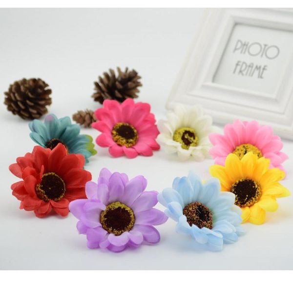 

10pcs silk sunflower handmake artificial flowers for home wedding decoration diy wreath decorative brooch fake qyluka