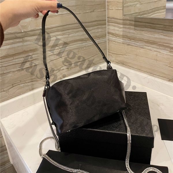

ladies black shoulder armpit small bags fashion brand soft satin pillow chain one side bag cross body handbags lady luxury spring travel dai