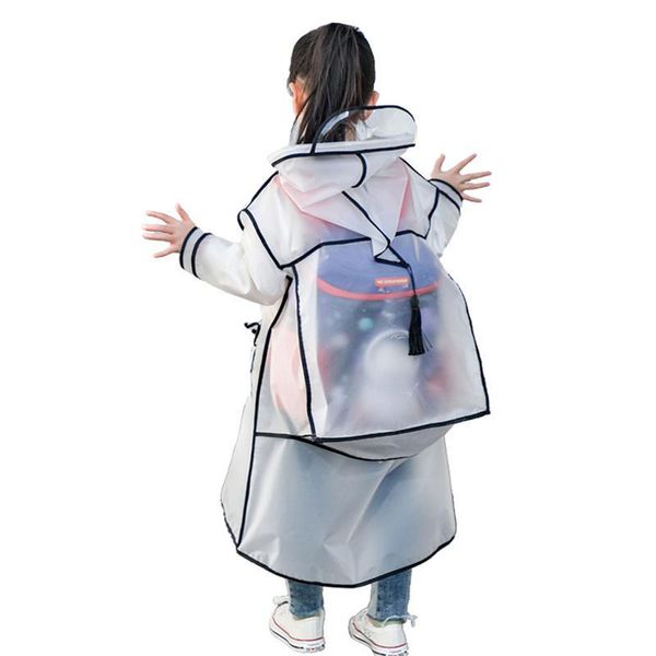 

rain wear cute kids raincoat wateproof children poncho transparent coat jacket with backpack position boy girl