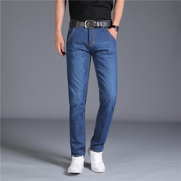 

men's jeans 2021 summer thin straight loose stretch long pants style casual all-match tide brand, Blue