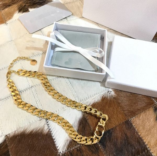

fashion cd letter necklace cuban chain clavicle necklace hiphop non-fading jewelry necklace factory wholesale brass plated bracelet women hx, Silver