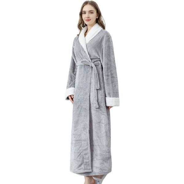 

women's sleepwear with pockets dressing gown couple long sleeve universal belt night autumn winter practical soft flannel home party, Black;red