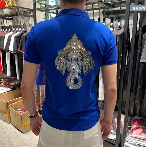 

diamond stone business casual shirt men polo summer drill mens breathable short sleeve, White;black