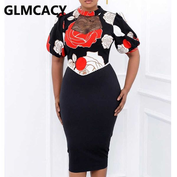 

short sleeve floral printed bodycon midi dress 210702, Black;gray