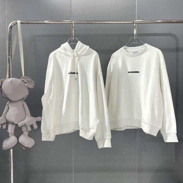 

jil sander hooded round neck sweatshirt black letter printing oversize cotton pullover casual