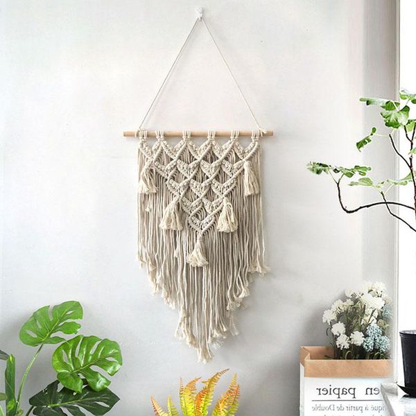 

tapestries bohemian wall tapestry beige woven lace living room bedroom decoration boho style art hanging cloth home decor