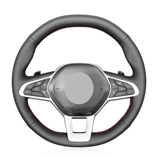 

steering wheel covers black artificial leather no-slip car cover for clio 5 (v) 2021-2021 zoe captur