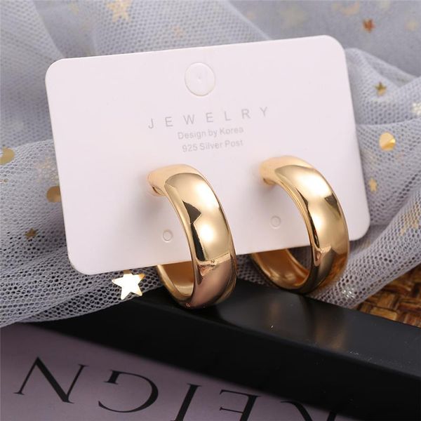 

hoop & huggie fashion creative metallic mirror earrings for women, Golden;silver