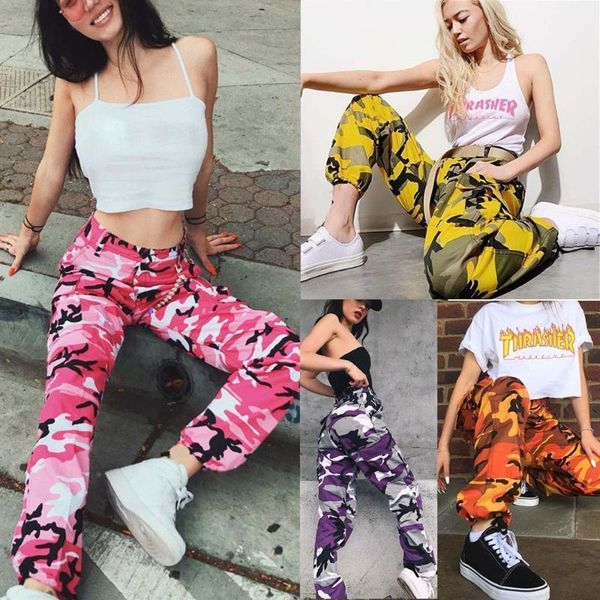 

women sports co cargo pants outdoor casual camouflage trousers jeans ladies loose fashion vestido de mujer women's & capris, Black;white