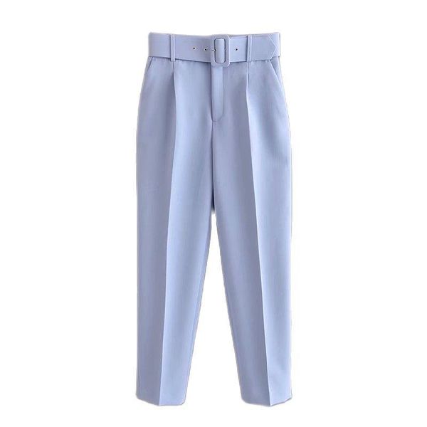 

women's pants & capris tangada 2021 blue suit woman high waist sashes pockets office ladies work elegant 6a22, Black;white