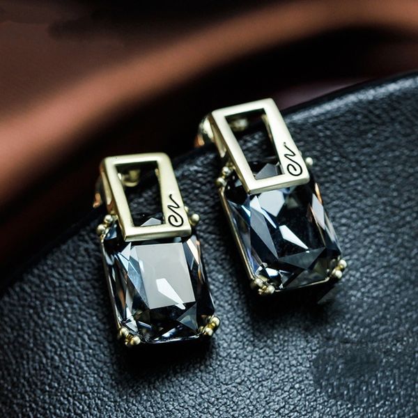 

copper plated silver jewelry day korea simple crystal elegant fashion earrings, Golden