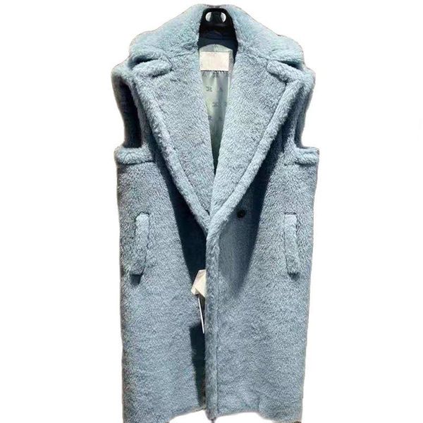 

women's fur & faux coat long women sleeveless teddy bear jacket warm wool winter loose classic fashion pink blue, Black