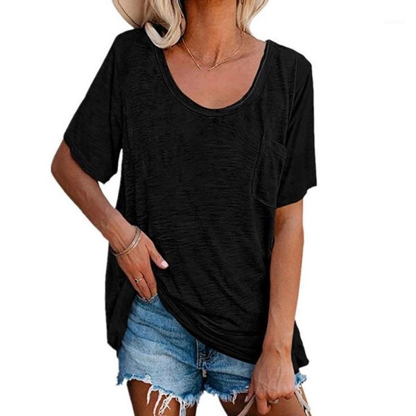 

casual short sleeve o neck t shirts for women summer solid color loose tee shirt female 6 colors women's t-shirt, White