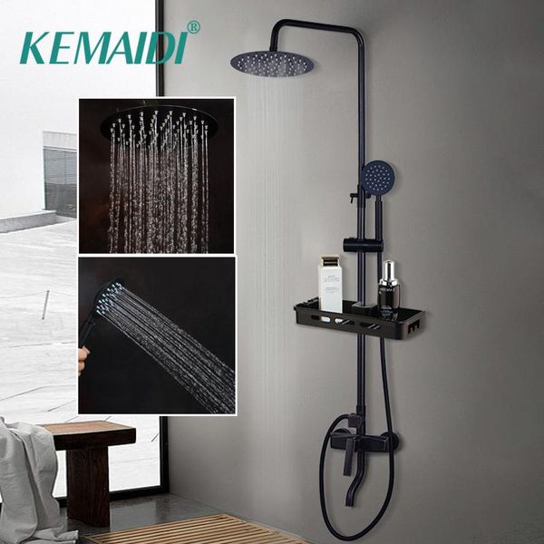 

bathroom shower sets kemaidi mixer tap black rainfall faucets set single lever bathtub faucet with storage shelf