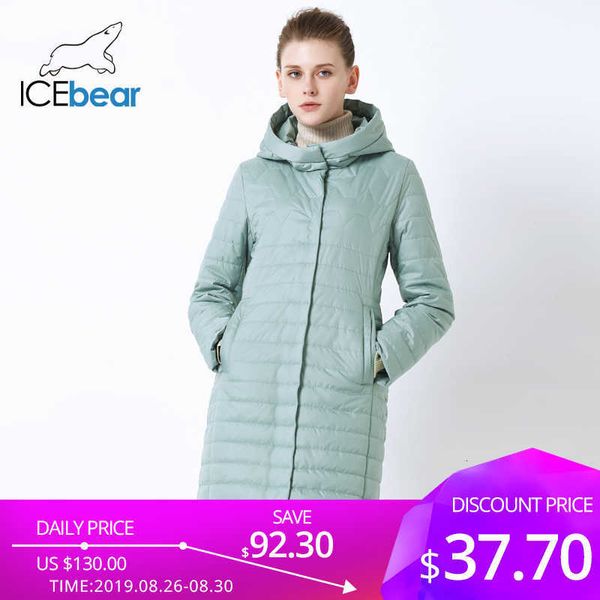

icebear 2021 new women's jacket hooded autumn women's coat cotton clothing single-breasted mid-length gwc19067i y190828, Black
