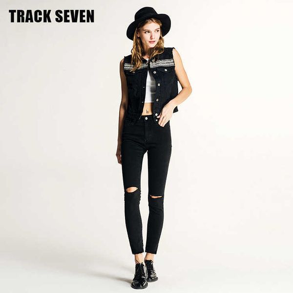 

fashion jeans spring women's low waist leggings pierced burr elastic black, Blue