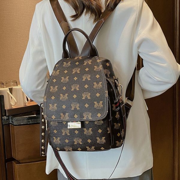 

backpack womens backpack 2021 new korean style fashionable large capacity soft leather shoulder bag fashionable all-matching womens travel b