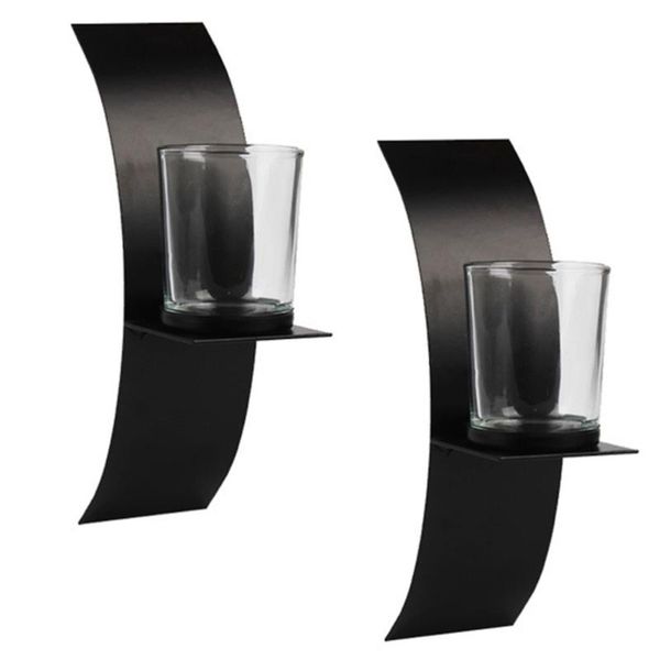 

other home decor 2 pcs 1 bag arc shape wall-mounted candle supports without (black)