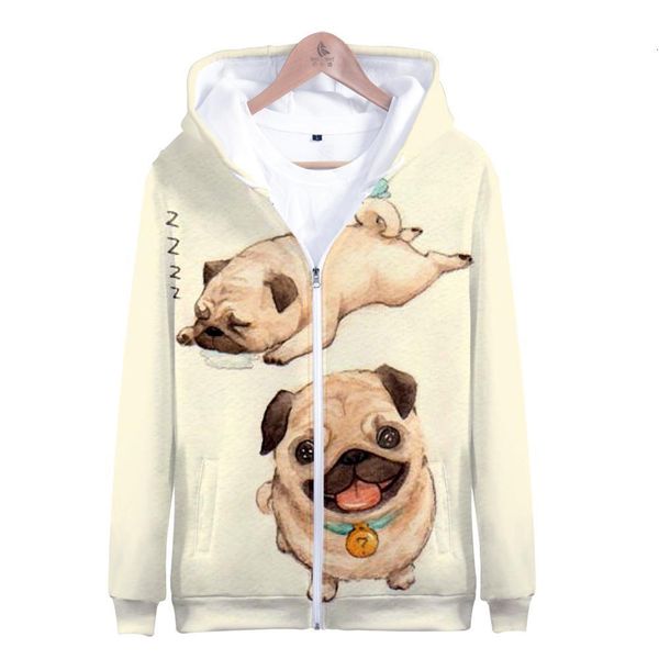 

2021 kawaii pug zipper jacket 3d hoodies sweatshirt kawaii pug harajuku hoodies women plus size for women plus size, Black