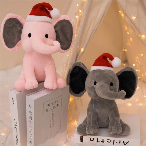 

dhl kids elephant plush toys with christmas hat soft pillow stuffed cartoon animals soft dolls toys kids sleeping back cushion children birt