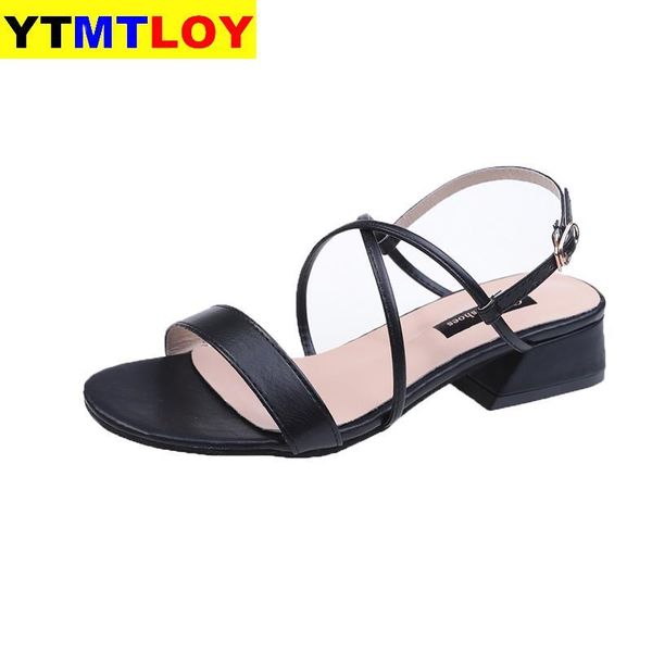 

dress shoes 2021 band summer gladiator casual sandal zapatos mujer brand women sandals low heel lace up slides narrow, Black