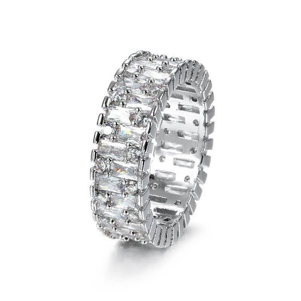 

cluster rings 925 sterling silver wedding engagement diamond cubic zirconia fashion luxury gift inlaid ring, Golden;silver