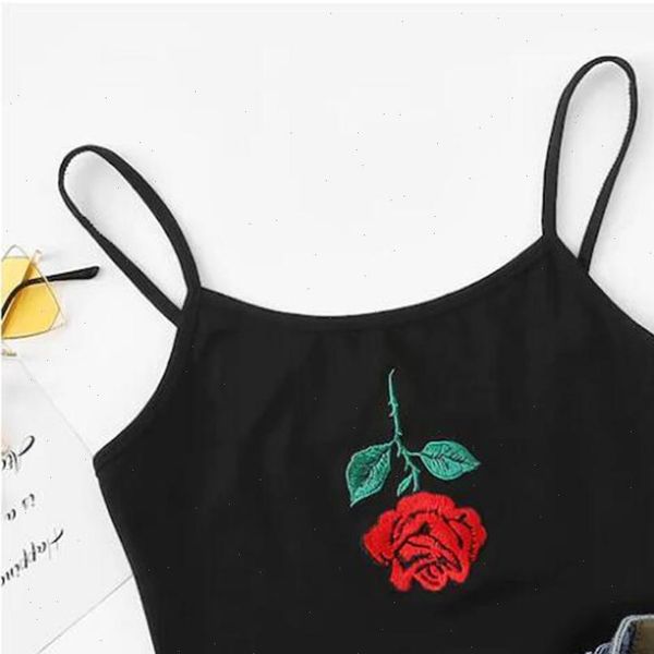 

2021 women tank rose embroidery sleeveless summer short tee shirt crop vest regata feminina tt3m, White