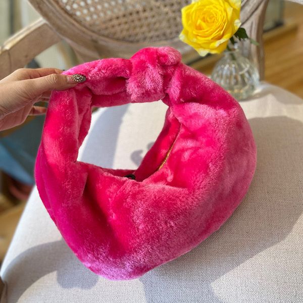 

wool womens hobo bag designer handbags winter fuchsia environmental protection plush shoulder tote bages small multicolor 28*15cm