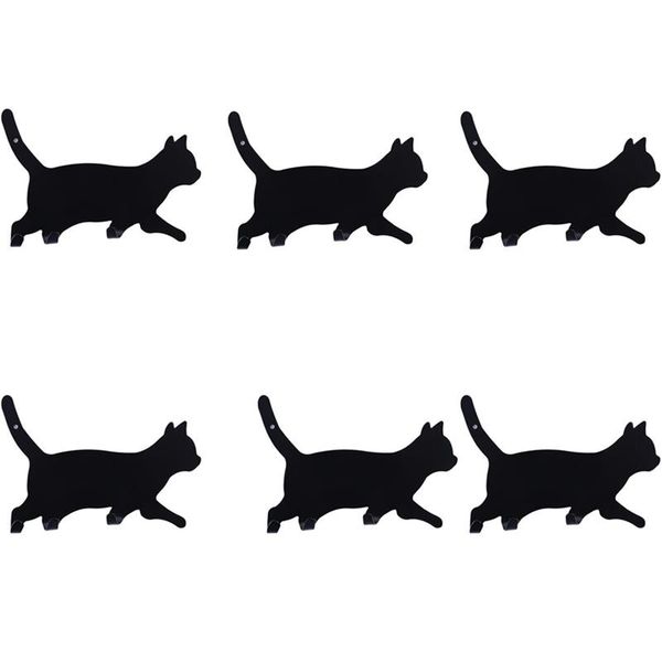 

hooks & rails 6pcs kitchen wall door metal hook key hanger cat tail shaped holder clothes storage rack seamless tool accessories