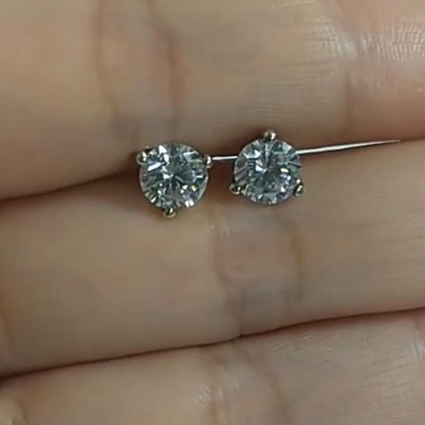 Stud 0.8ct D Color VVS Moissanite Orecchini Donna Indietro Orecchino Donna Ear Piercing Lab Diamond 925 Gioielli da donna in argento