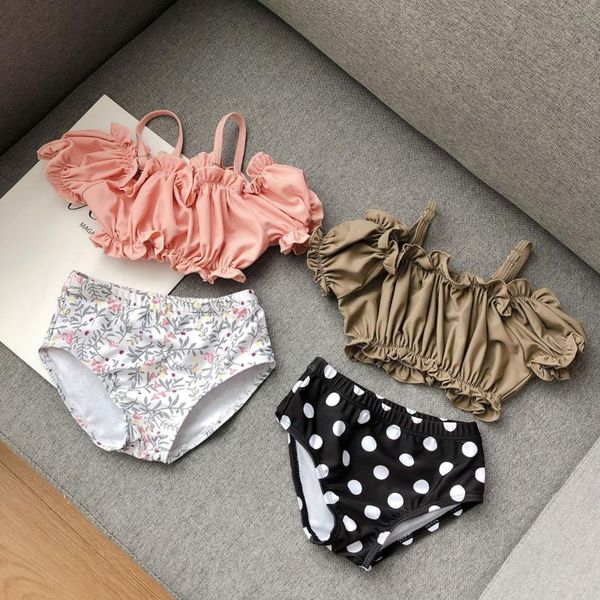 

one-pieces summer swimsuit for baby girls cute puff sleeves design swimsuits little girl bikini swimwear swimming trunks beach wear, Black