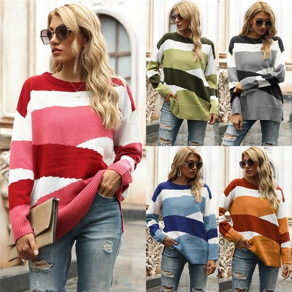 

women's sweaters 2021 winter fashion women sweater casual striped long sleeves loose, White;black