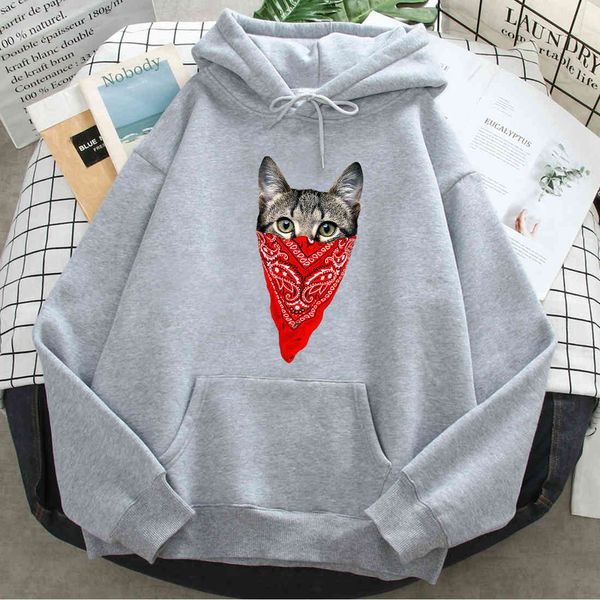 

men's cartoon cat printed sweatshirt, casual loose sweater, yuansu street retro clothing, spring and autumn fashion, novelty, Black